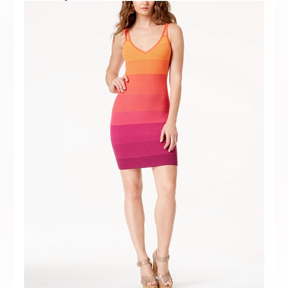 Guess Mia Multi-color gradient Bodycon Sweater Dress - Picture 1 of 8